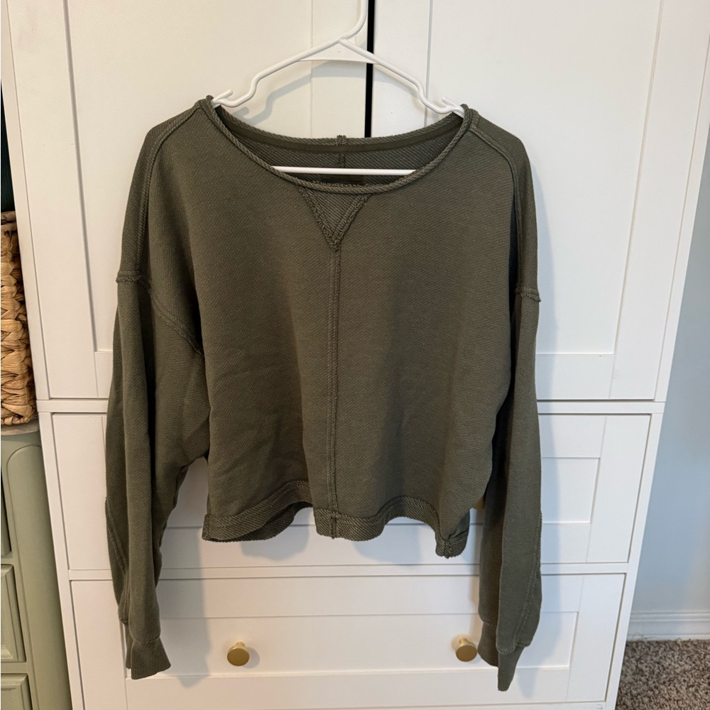 Aerie Green Women's Cropped Sweatshirt
